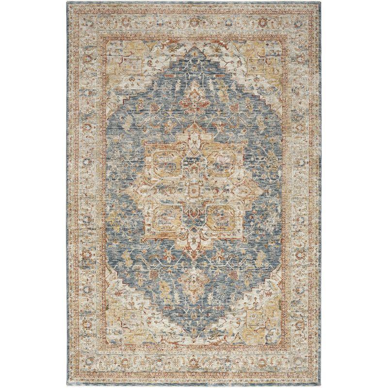 Nourison Petra Vintage Medallion Indoor Rug Ivory Blue 5'3" x 7'8"