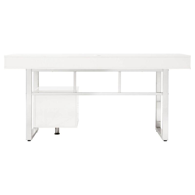 Contemporary White High Gloss Home Office Desk with 4 Drawers