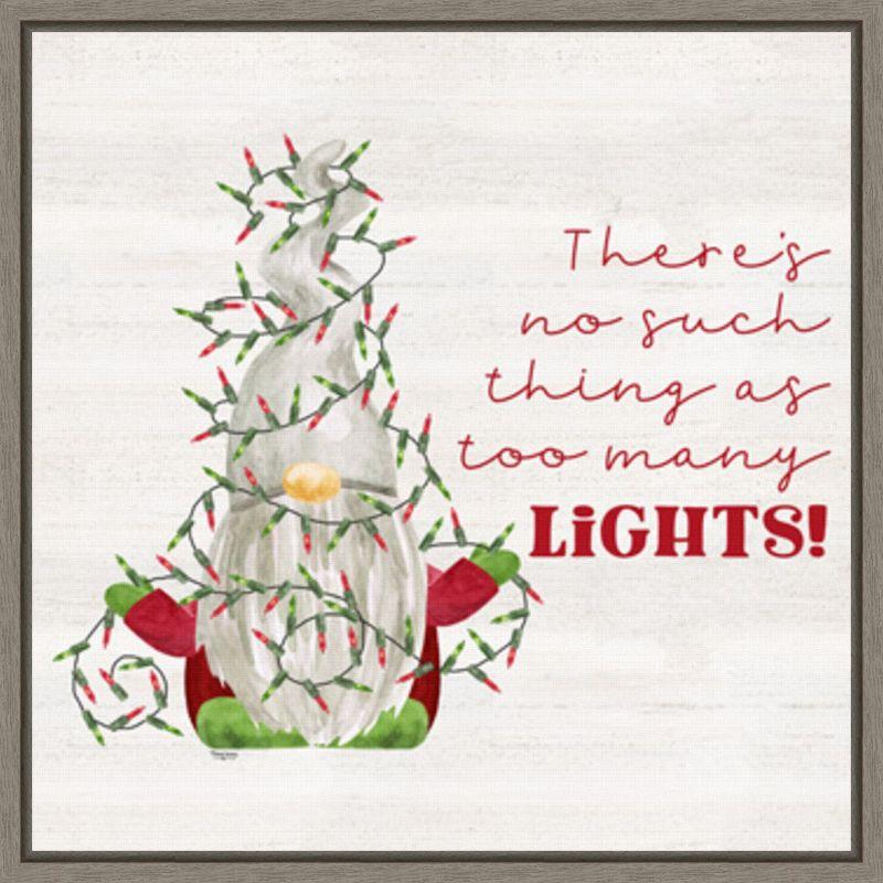 Gnome for Christmas Sentiment Canvas Wall Art in Grey Frame