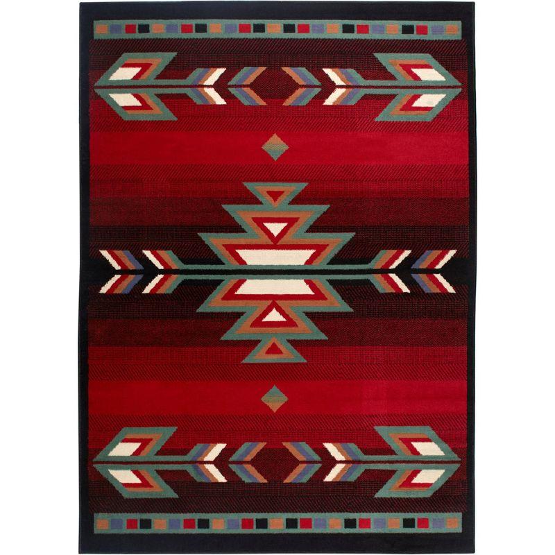 Home Dynamix Premium Sagrada Southwestern Geometric Area Rug, Black/Red, 5'2"x7'4"