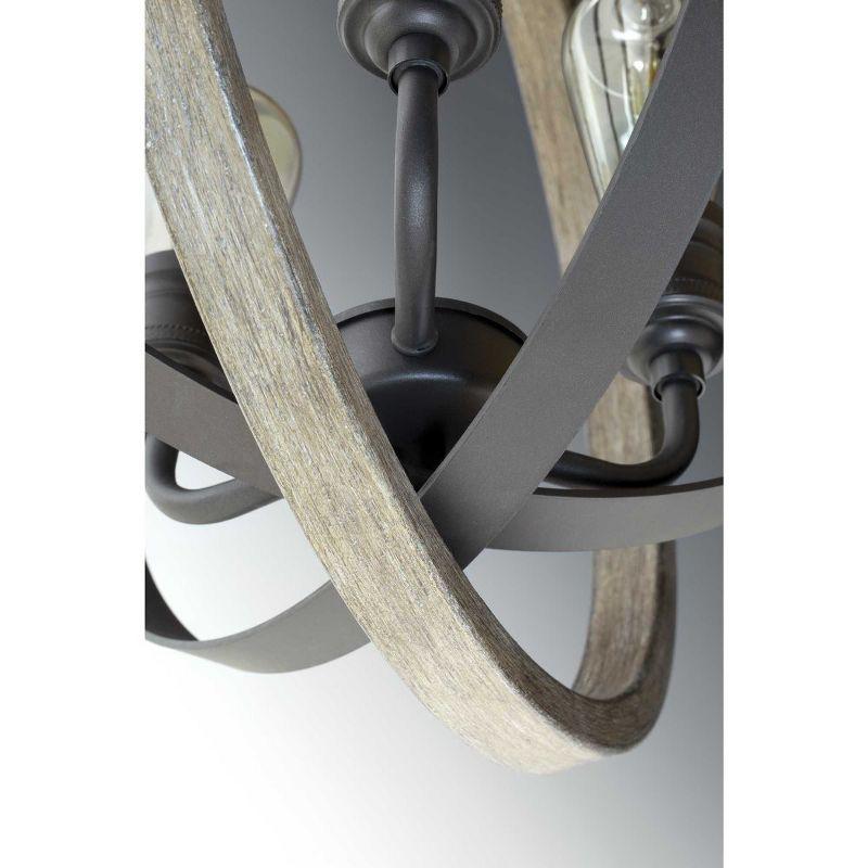 Progress Lighting Conestee 6-Light Pendant, Steel, Graphite, Armillary-Style Frame, Galvanized/Antique White Finish