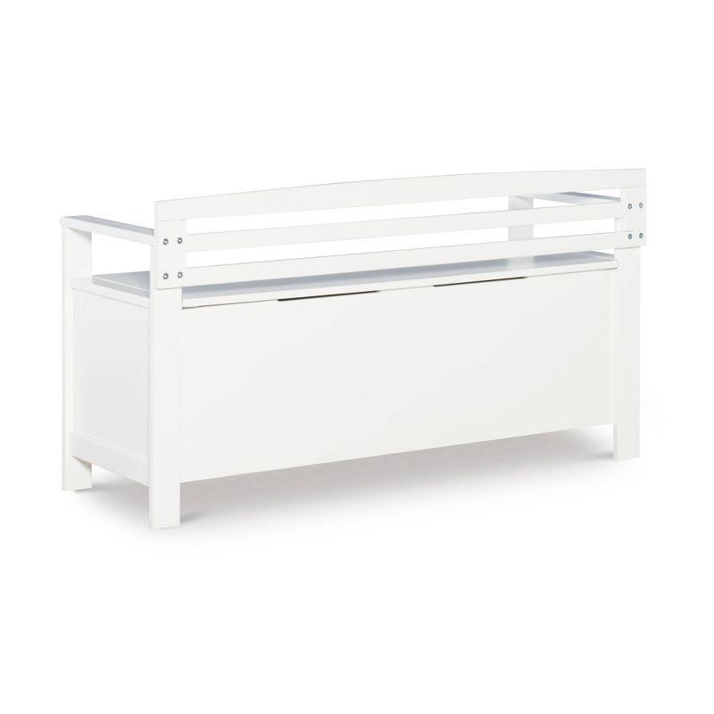 46" Laredo Solid Wood Storage Bench White - Linon: Entryway Flip Top, Ladderback Design