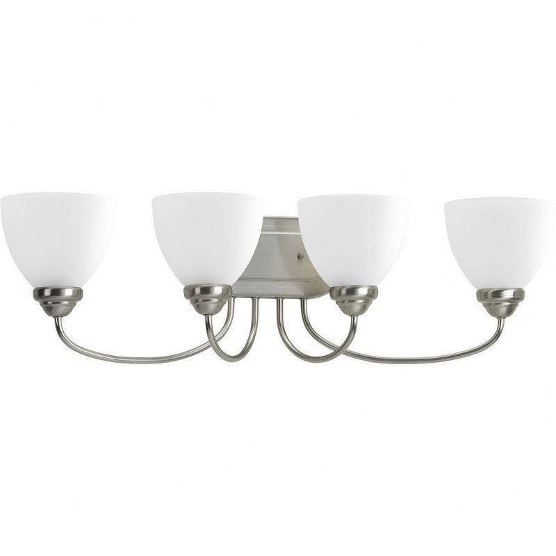 Progress Lighting Heart 4-Light Bath Bracket, Brushed Nickel, Etched Glass Shades