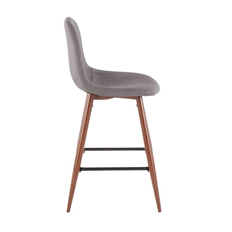 Set of 2 Pebble Mid-Century Modern Counter Height Barstools Walnut/Charcoal - LumiSource: Upholstered, Metal Legs, 250lb Capacity