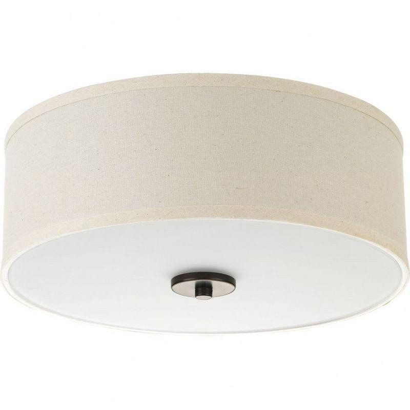 Progress Lighting Inspire 1-Light LED Flush Mount, Antique Bronze, Linen Shade