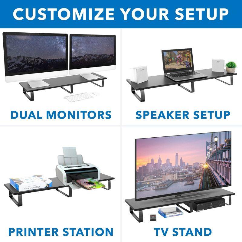 Mount-It! Extra Long Monitor Desk Riser, Desktop Organizer for Double Computer Screens, Laptops, Desktops, TVs, 39 Inches Extra Wide, 44 Lbs. Capacity