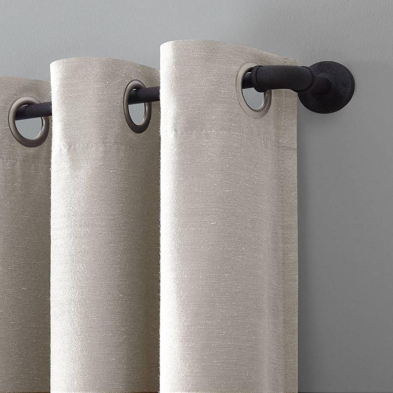 Pearl Greige Blackout Linen Blend Grommet Drapes