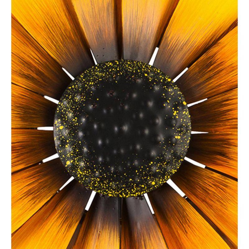 Yellow Sunflower Metal Wind Spinner with Green Leaves