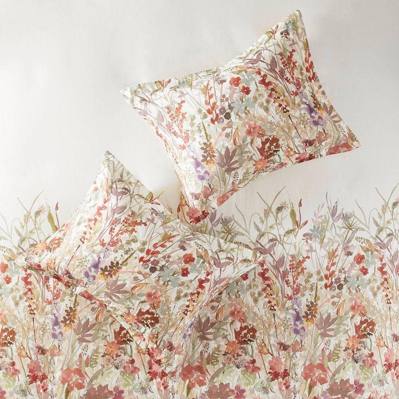 Mariana King/Cal King Cotton Watercolor Floral Duvet Cover Set