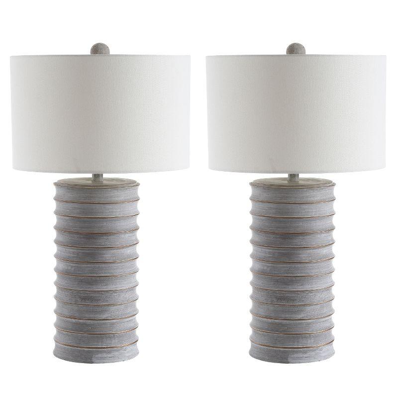 Classical Elegance White Wash Resin Table Lamp Set