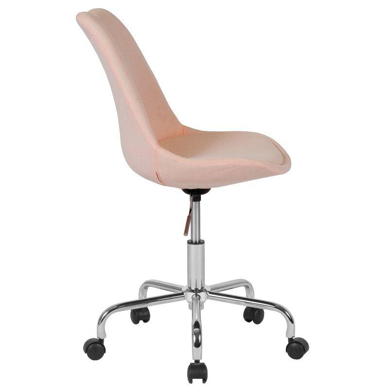 28'' Pink Fabric Mid-Back Adjustable Swivel Office Chair