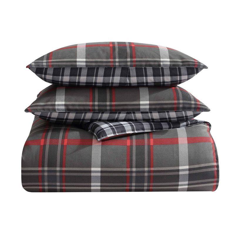 Eddie Bauer Willow Plaid 100% Microfiber Duvet Set Gray