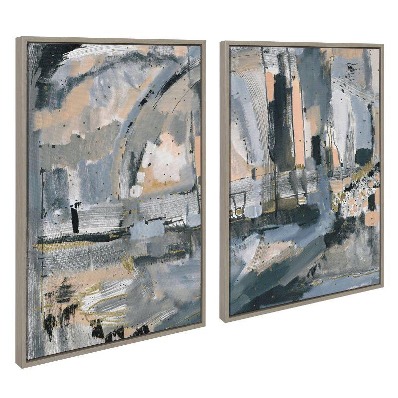 (Set of 2) 23" x 33" Sylvie Harbor Nights Framed Canvas Art Set: Modern Decor for Home - Kate & Laurel All Things Decor