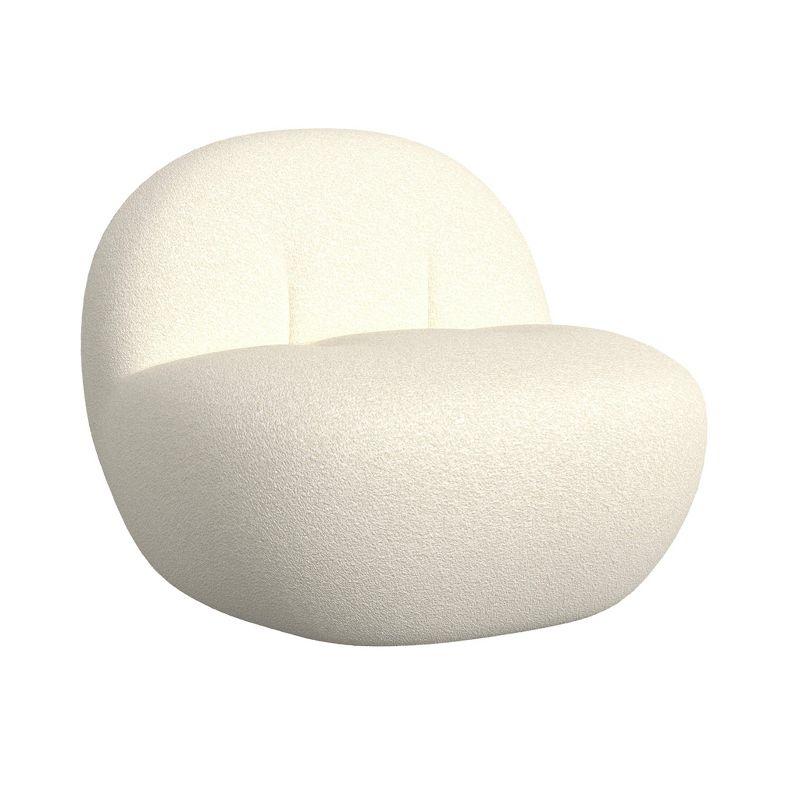 Armless Swivel Chair White Faux Shearling - HomePop: Upholstered Accent, Metal & Wood Frame, 300 lbs Capacity