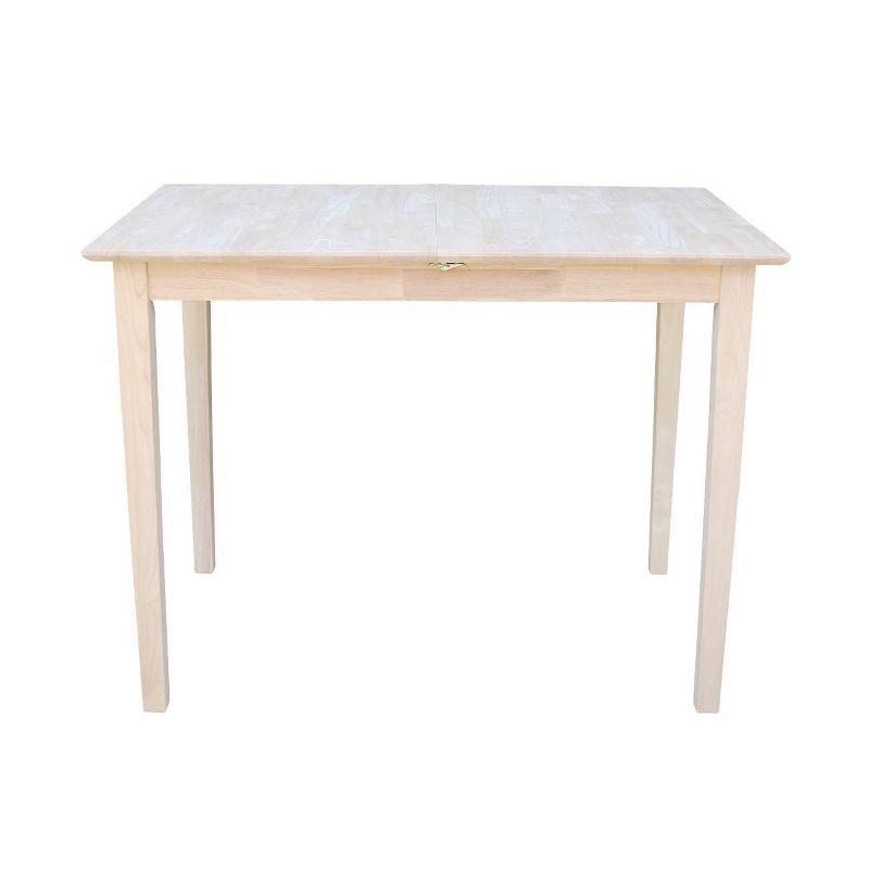 Casual Shaker-Style Extendable Counter Height Dining Table in Unfinished Wood