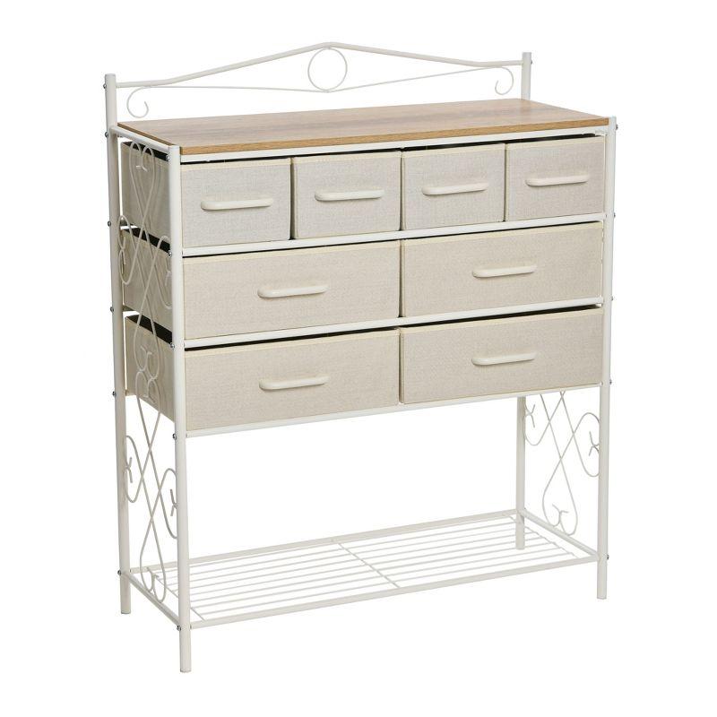 Victorian Style 8-Drawer and Bottom Shoe Shelf Storage Organizer Unit, White and Coastal Oak Color