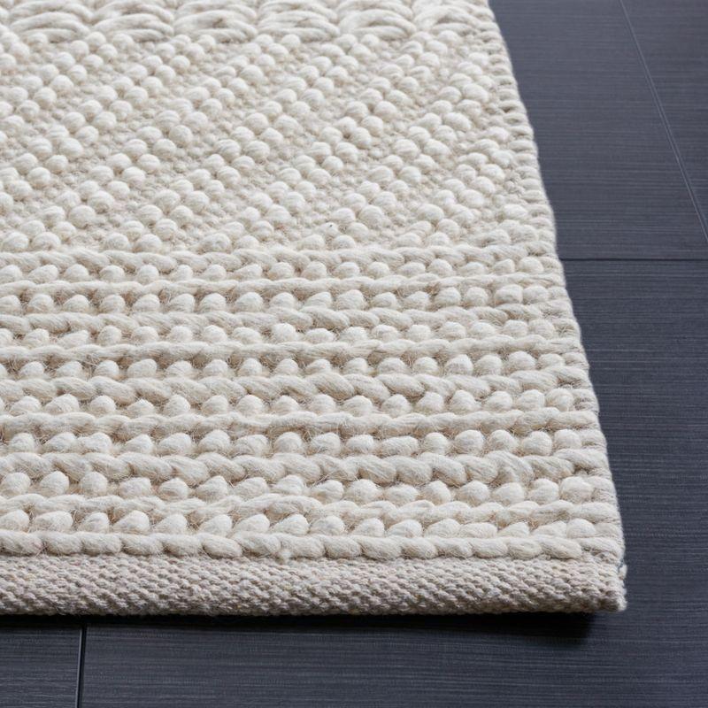 Casual Beach House Ivory Wool 6' Square Handwoven Rug