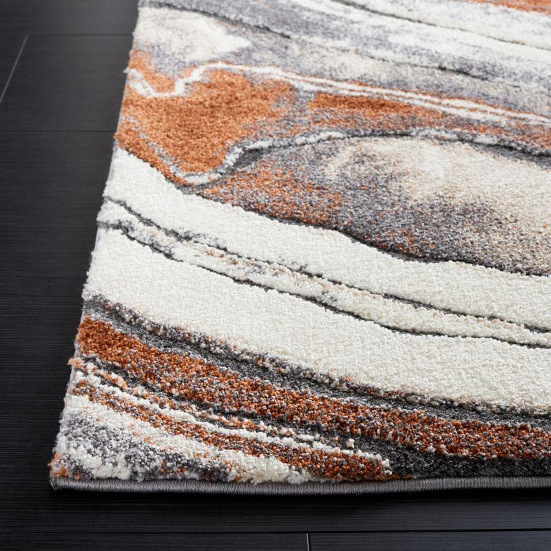 Luxurious Abstract Gray Synthetic Shag Rug 3' x 5'