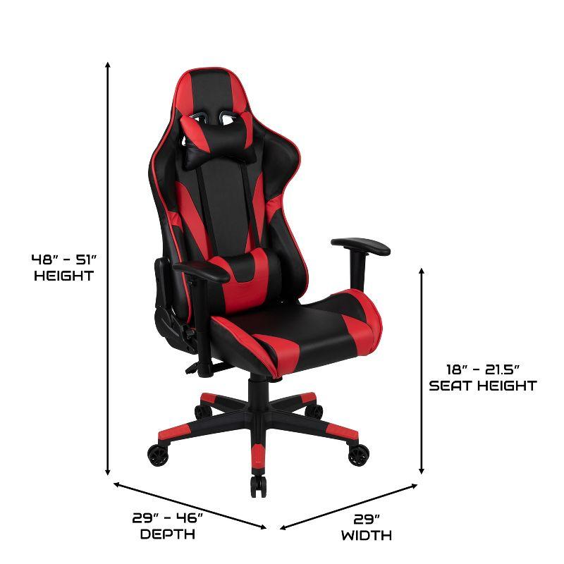 BlackArc High Back Reclining Gaming Chair in Black & Red Faux Leather -Height Adjustable Arms - Headrest & Lumbar Support Pillows