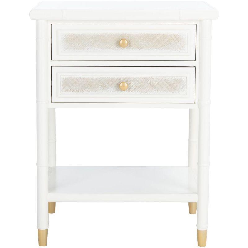 Ahab 2 Drawer 1 Shelf Accent Table - White/Gold - Safavieh