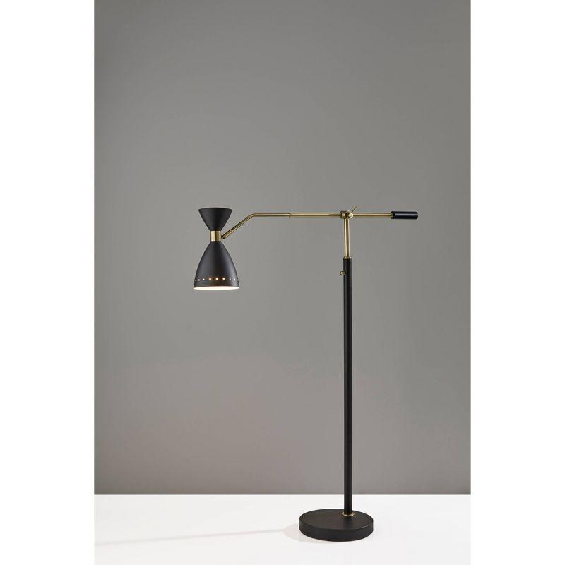 Oscar Adjustable Floor Lamp Black - Adesso: Mid-Century Style, Extended Arm, ETL Listed