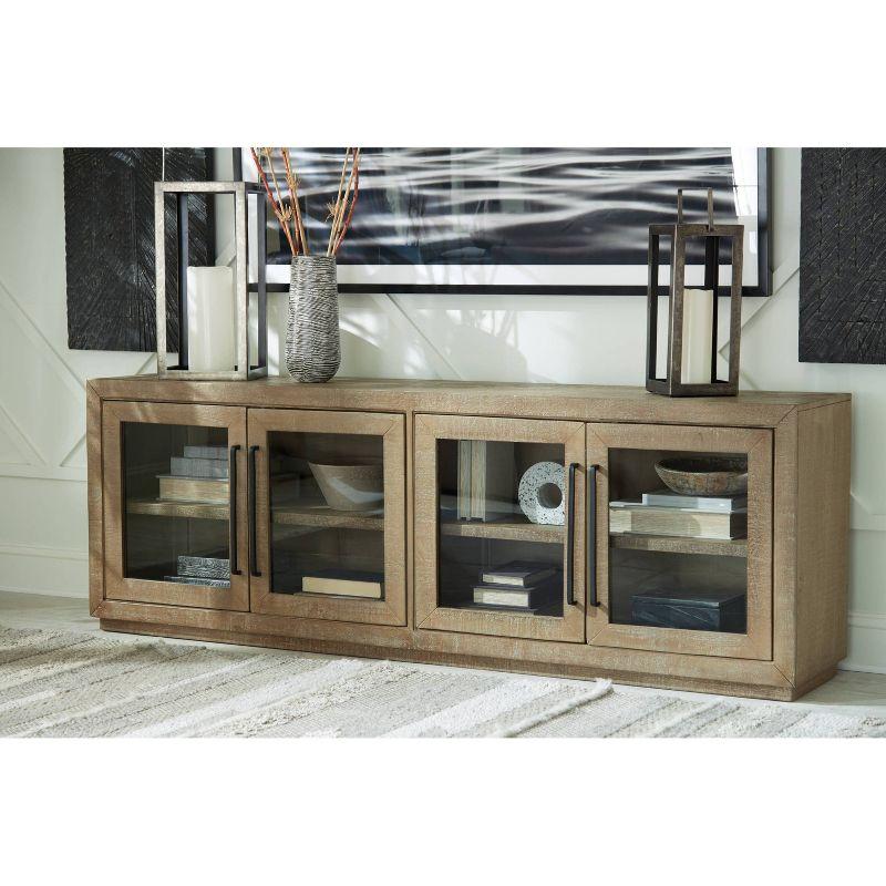 Waltleigh 80'' Transitional Wire-Brushed Brown Accent Cabinet