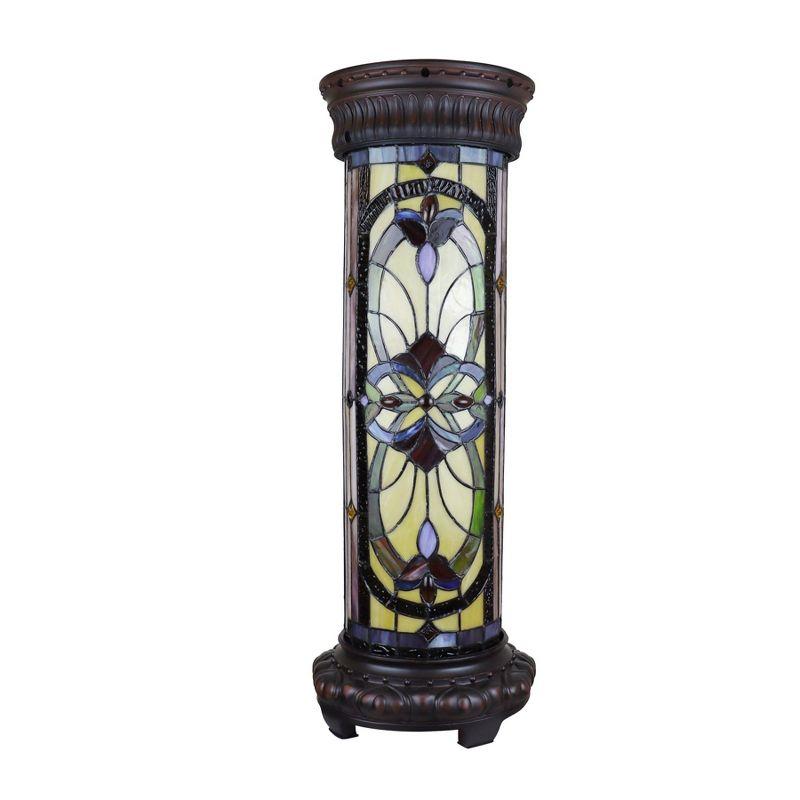 Chloe Lighting Ruby Spectacle Tiffany-Glass 2 Light Victorian Pedestal Light Fixture 30" Tall