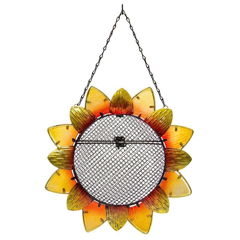 Sunflower Yellow and Orange Metal and Glass Bird Feeder