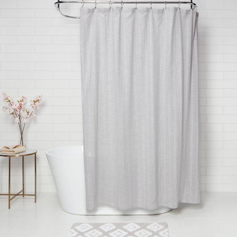 Tonal Striped Shower Curtain Gray - Threshold™