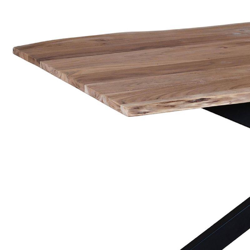 The Urban Port 79" Rectangular Live Edge Top Mango Wood Dining Table Crossed Legs Brown/Black