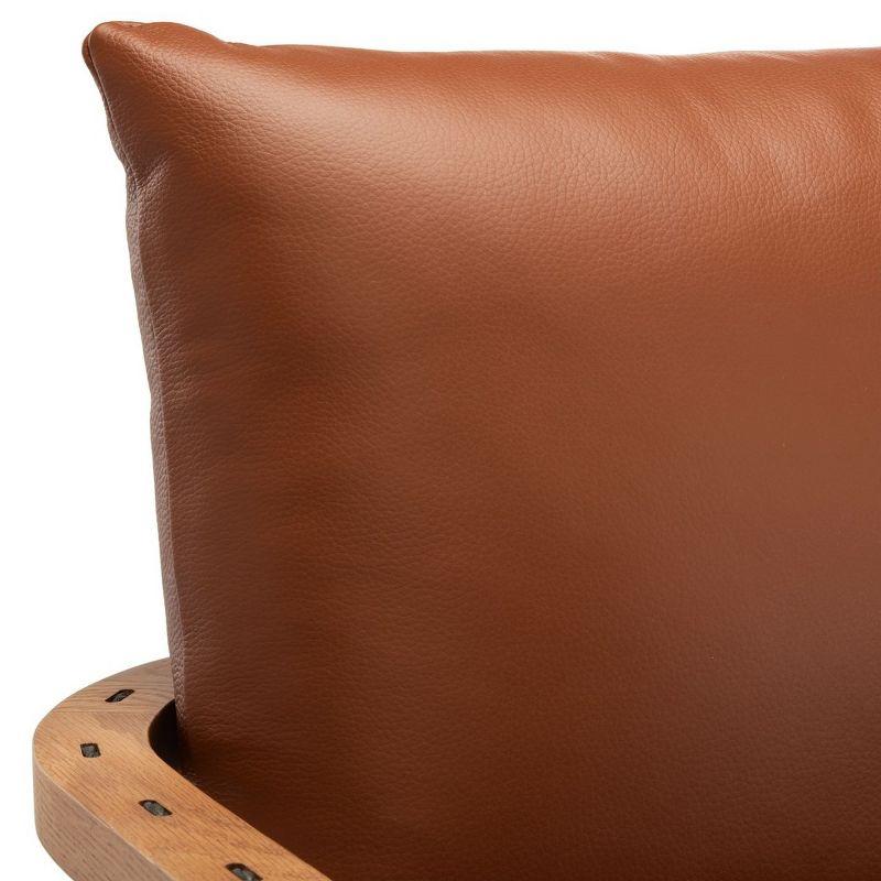 Caramel Midcentury Leather Chair - SFV4515A - Brown - Safavieh Couture
