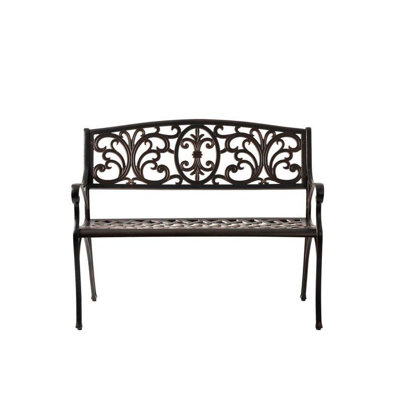 Balkene Home Decatur Outdoor Cast Aluminum Patio Bench Heavy Duty Rust Free Aluminum Construction - Antique Bronze Finish