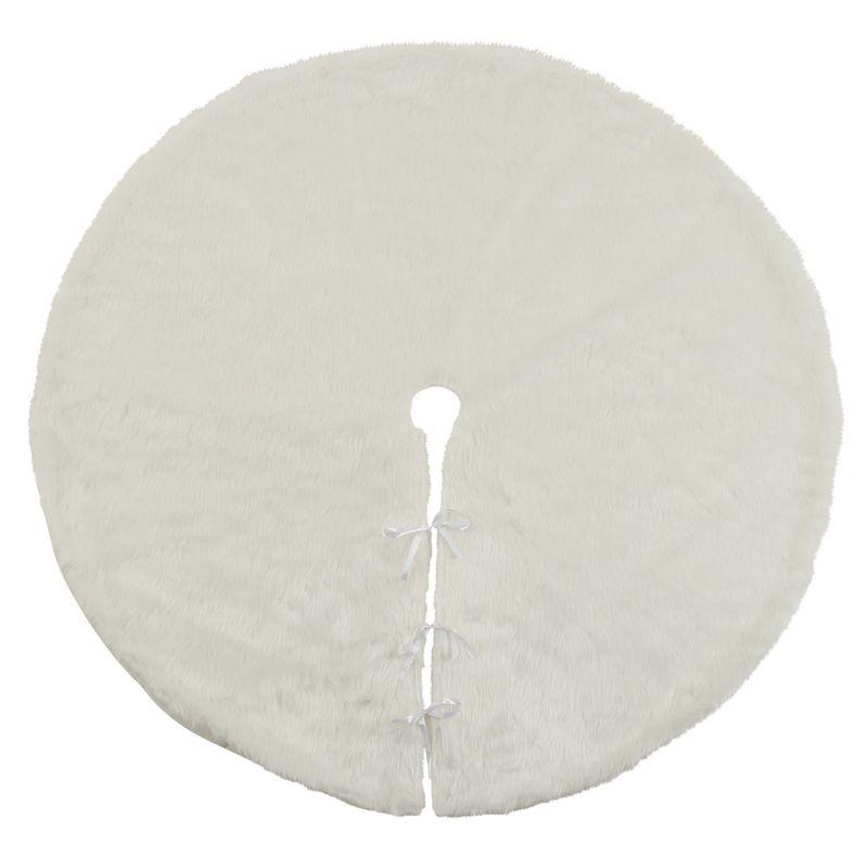 Luxurious White Faux Fur Christmas Tree Skirt