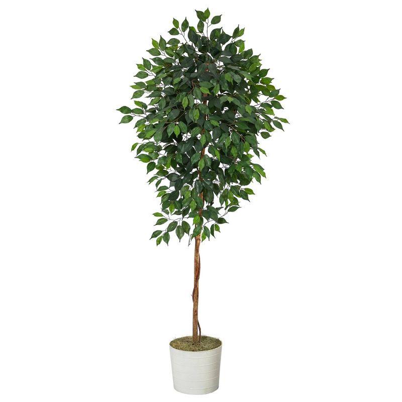 Artificial Fiddle Leaf Fig Tree 5FT, Faux Fiddle Leaf Fig Tree with Tall White Planter