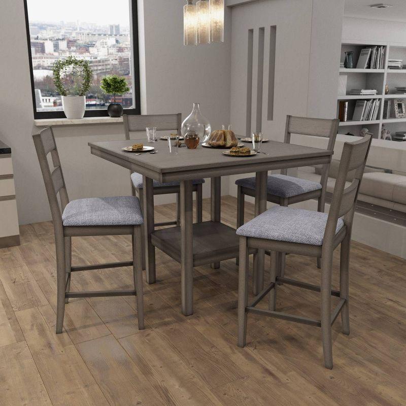 Tuscany Counter Height Dining Table Washed Gray - CorLiving: Rubberwood Legs, Storage Shelf, Square Shape