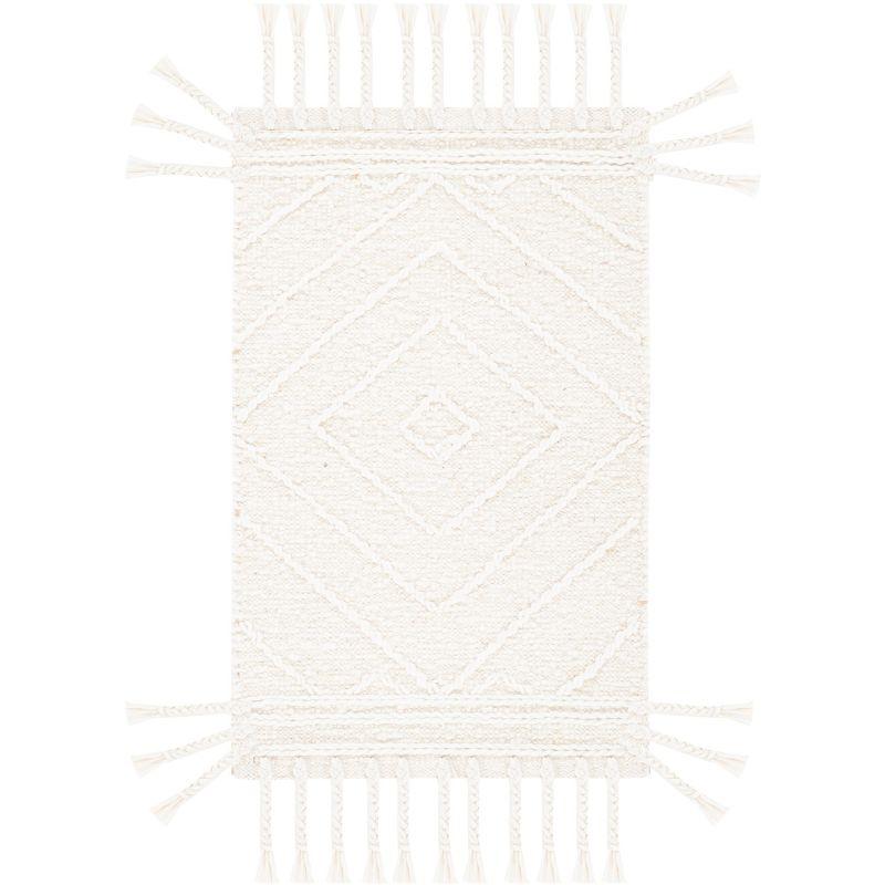 Ivory Hand Woven Wool and Chenille Area Rug 2' x 3'