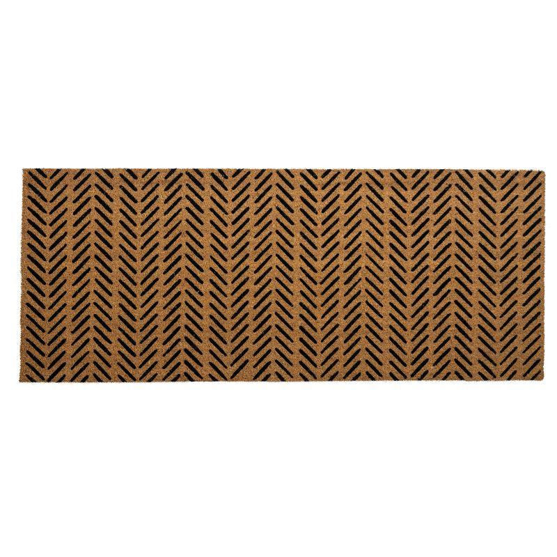 2' x 5' Black and Natural Coir Fishbone Doormat