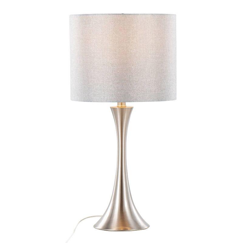 LumiSource Lenuxe 24" Table Lamps Set: Hourglass Body, Linen Drum Shade, UL Listed