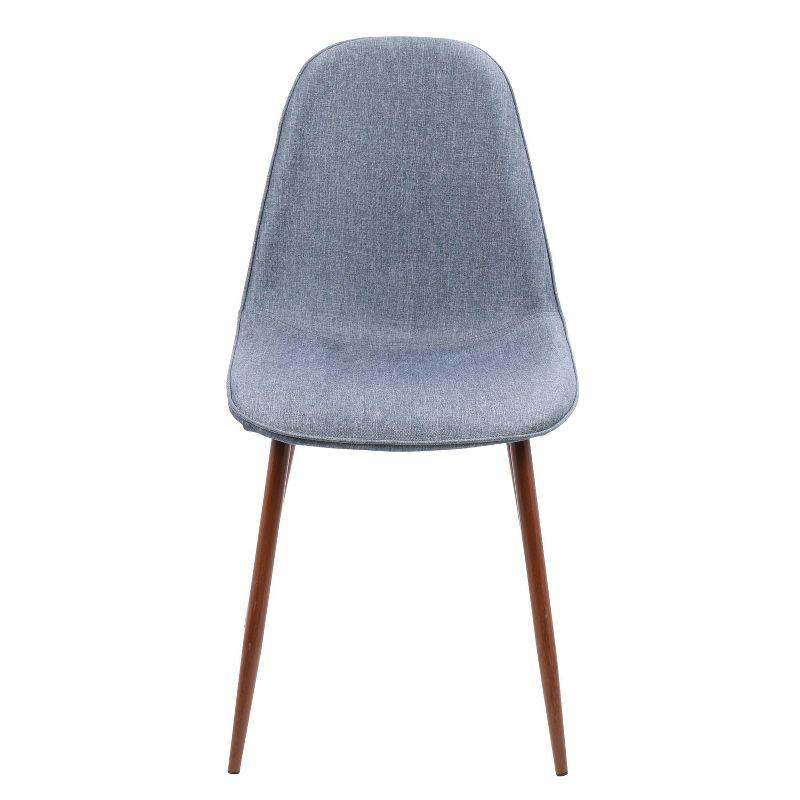 LumiSource Set of 2 Pebble Mid-Century Modern Dining Accent Chairs Walnut/Light Blue: Upholstered, Metal Legs, Floor Protectors