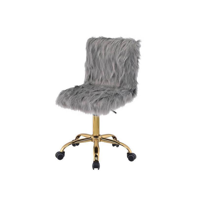 23" Arundell Accent Chair Gray Faux Fur/Gold Finish - Acme Furniture