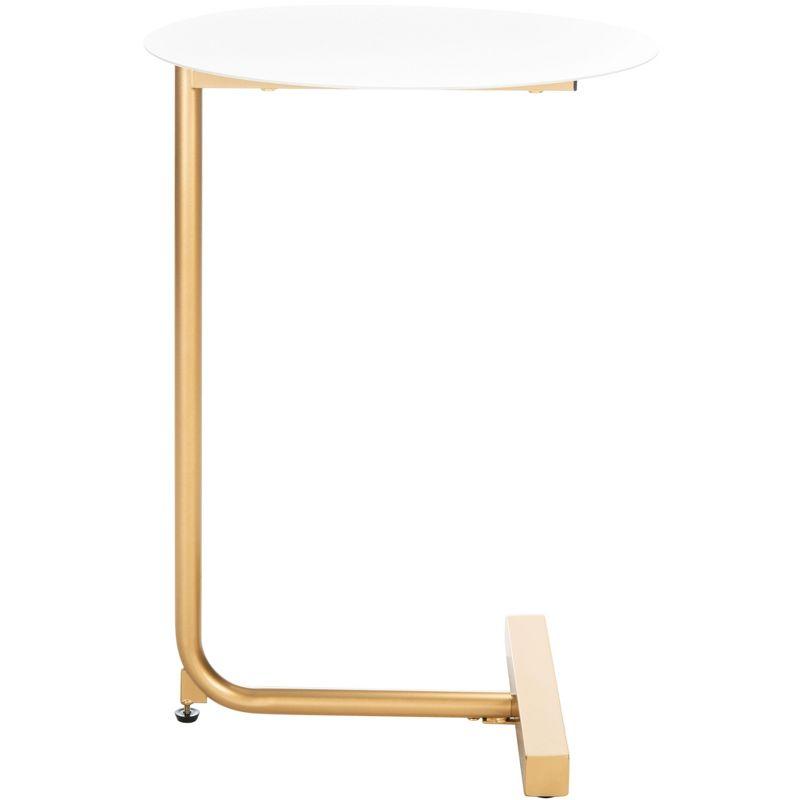 Haylee Round Side Table - White/Gold - Safavieh.