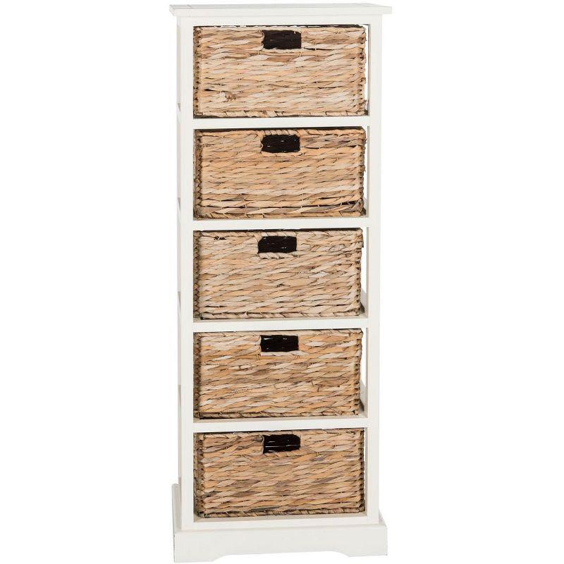 Dovecove White 5-Drawer Wicker Basket Storage Tower (Fully Assembled) | Wayfair
