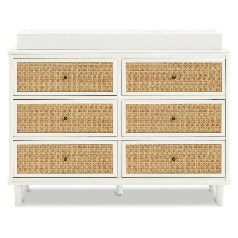 Warm White and Honey Cane 6-Drawer Dresser with Soft Close