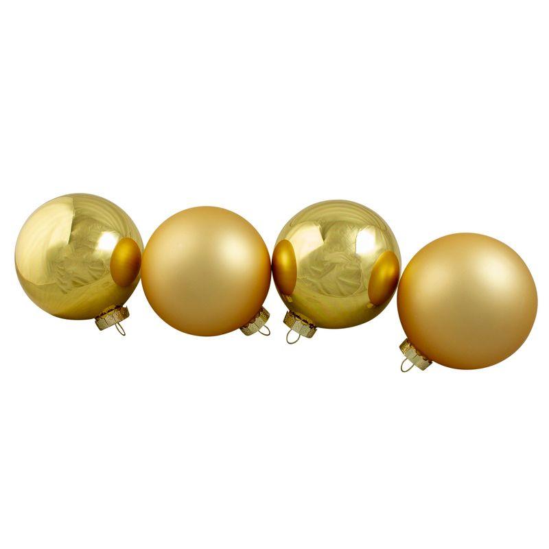 Gold Matte and Shiny Glass Christmas Ball Ornaments Set of 4