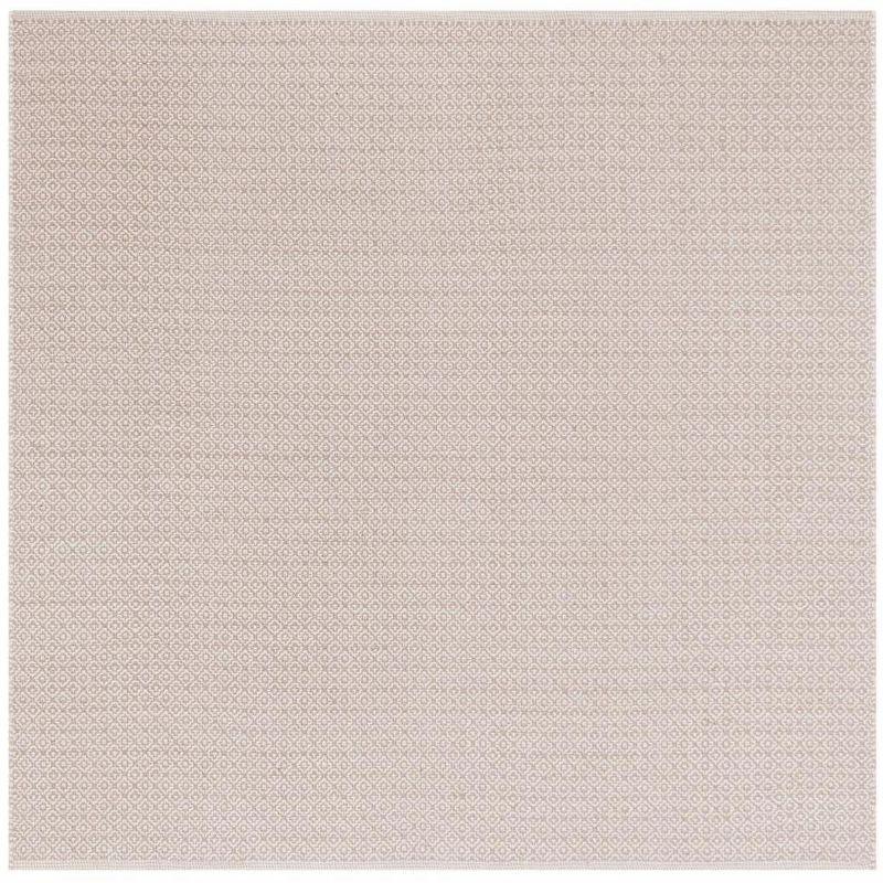 Coastal Charm Ivory and Beige Handwoven Wool-Cotton 6' Square Rug