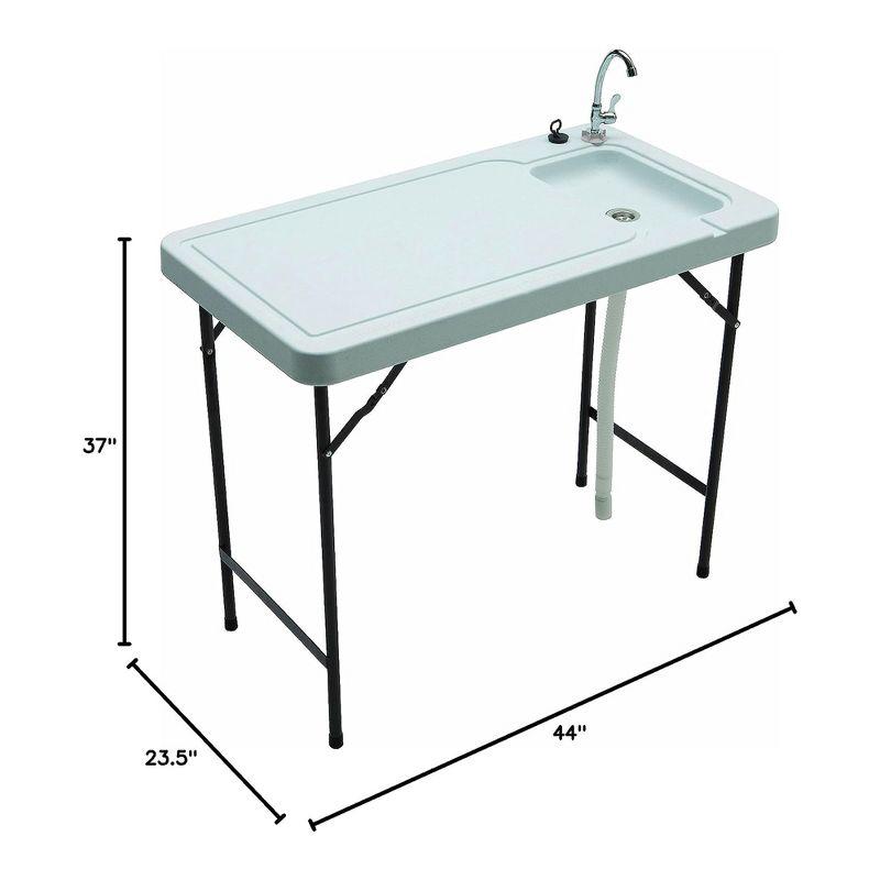 Tricam Seek SKFT-44 Outdoor Folding Fish and Game Cleaning Table with Quick Connect Stainless Steel Faucet and Drain Hose