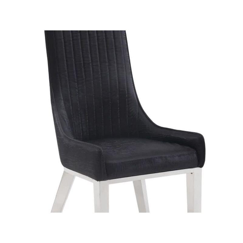 Gianna High Back Black Faux Leather Side Chair with Stainless Steel Legs