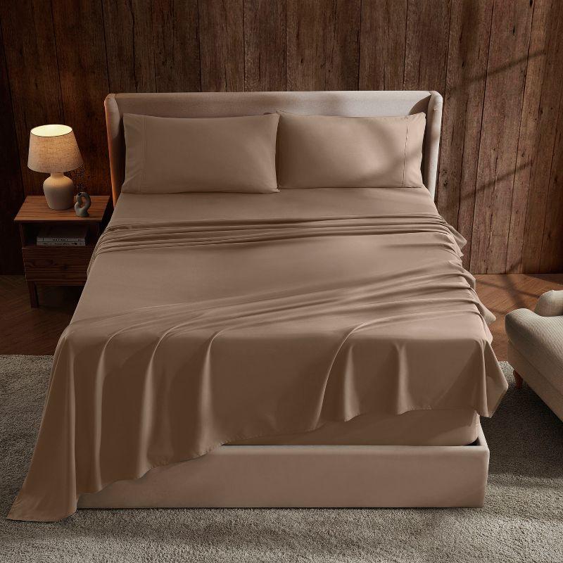 Nestl 4 Piece Queen Bed Sheet Set, Deep Pocket Extra Soft Microfiber Queen Sheets - Taupe Sand