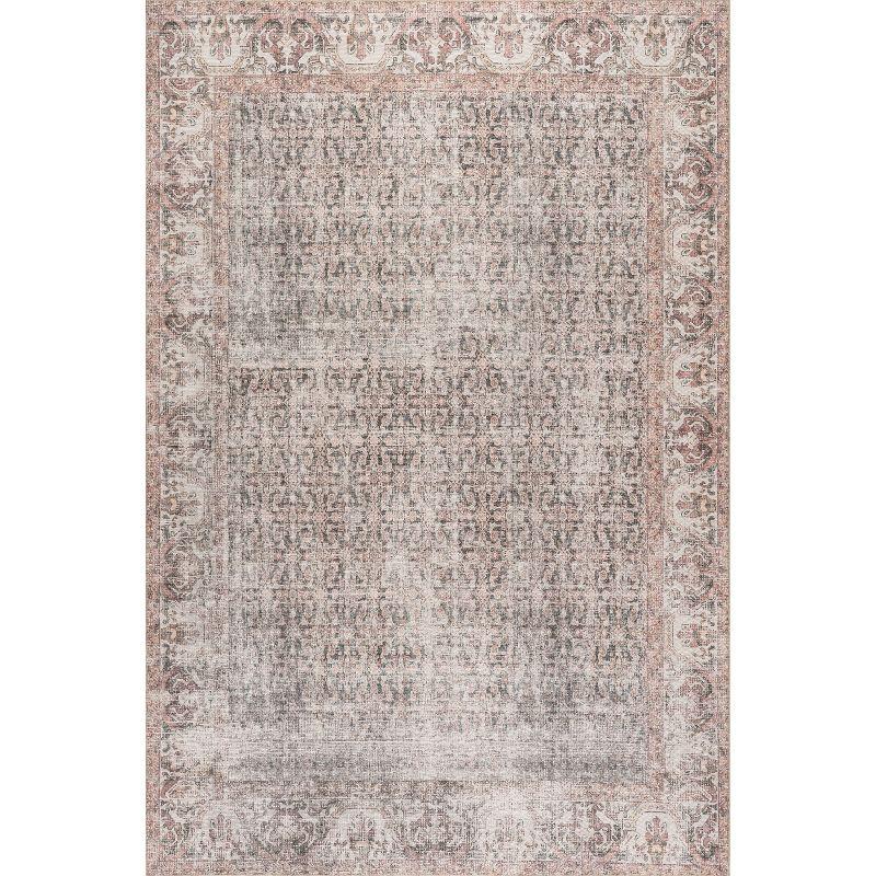 Nuloom Hillstone Collection Marlowe Traditional Vintage Medallion Area Rug, 6' 7" x 9', Light Rust