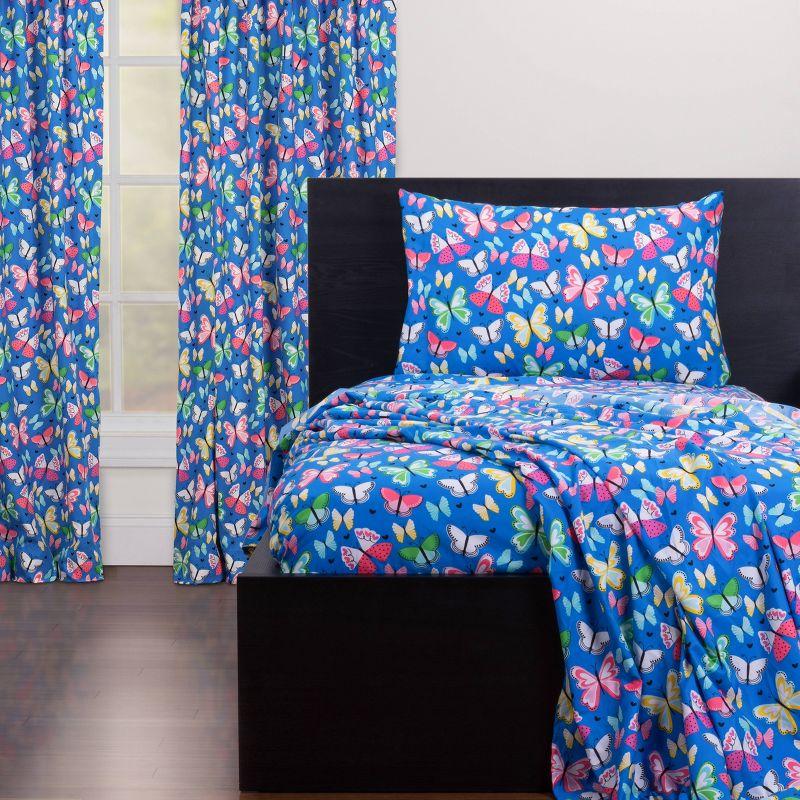 Brilliant Blue Butterfly Polyester Kids' Curtain Panel